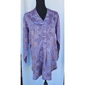 Victoria's Secret Gold Label Purple Satin Floral Midi Sleep Shirt Petite